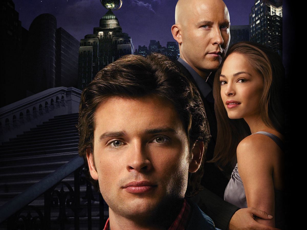 Tom Welling, Michael Rosenbaum, and Kristen Kreuk as Clark Kent, Lex Luthor, and Lana Lang in Smallville (Image via Amazon Prime Video)